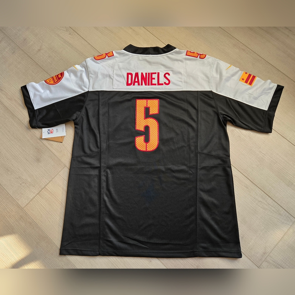 Jayden Daniels #5 Black White Jersey Men